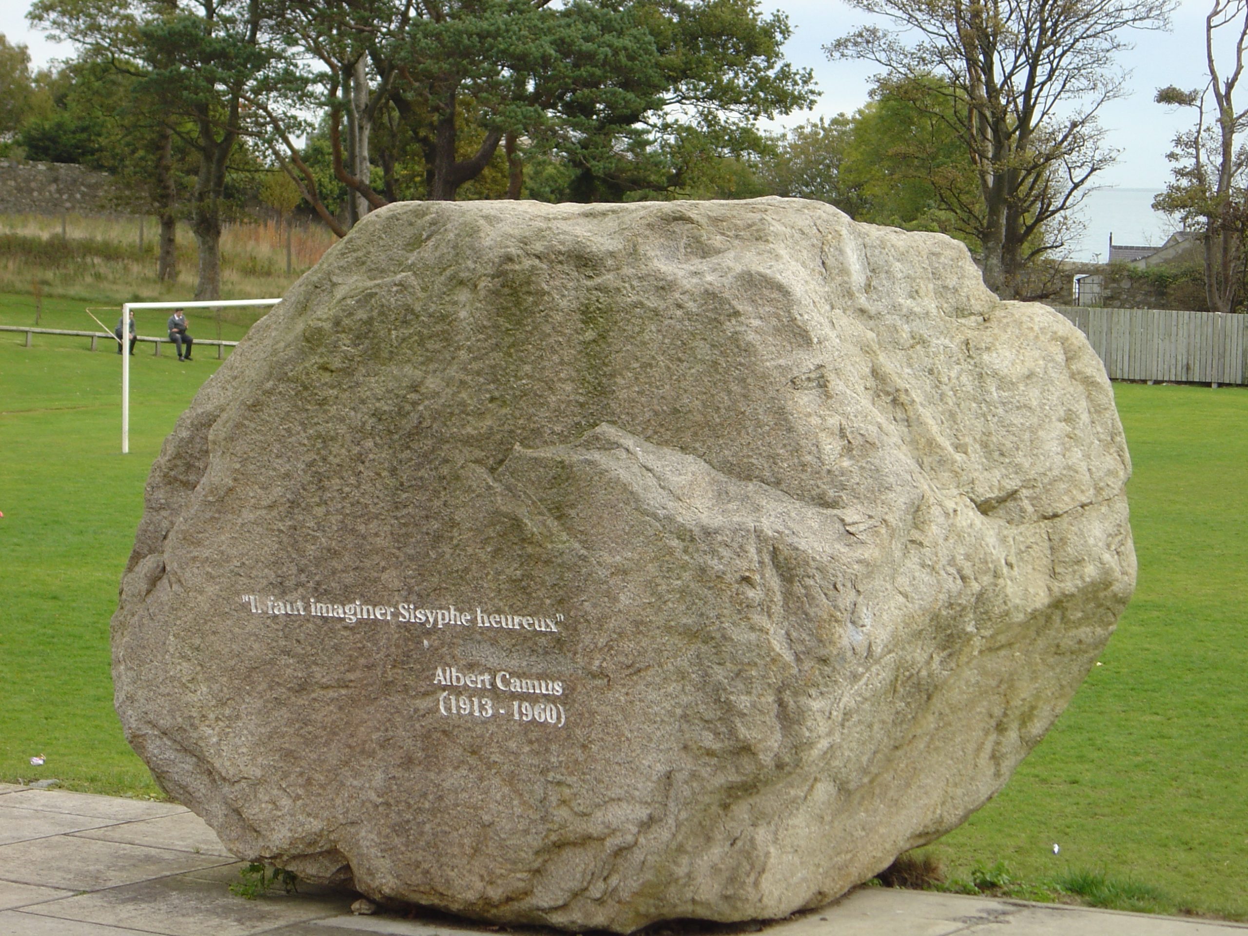 Boulder at Shimna College with inscription "Learning from each other" since 1994