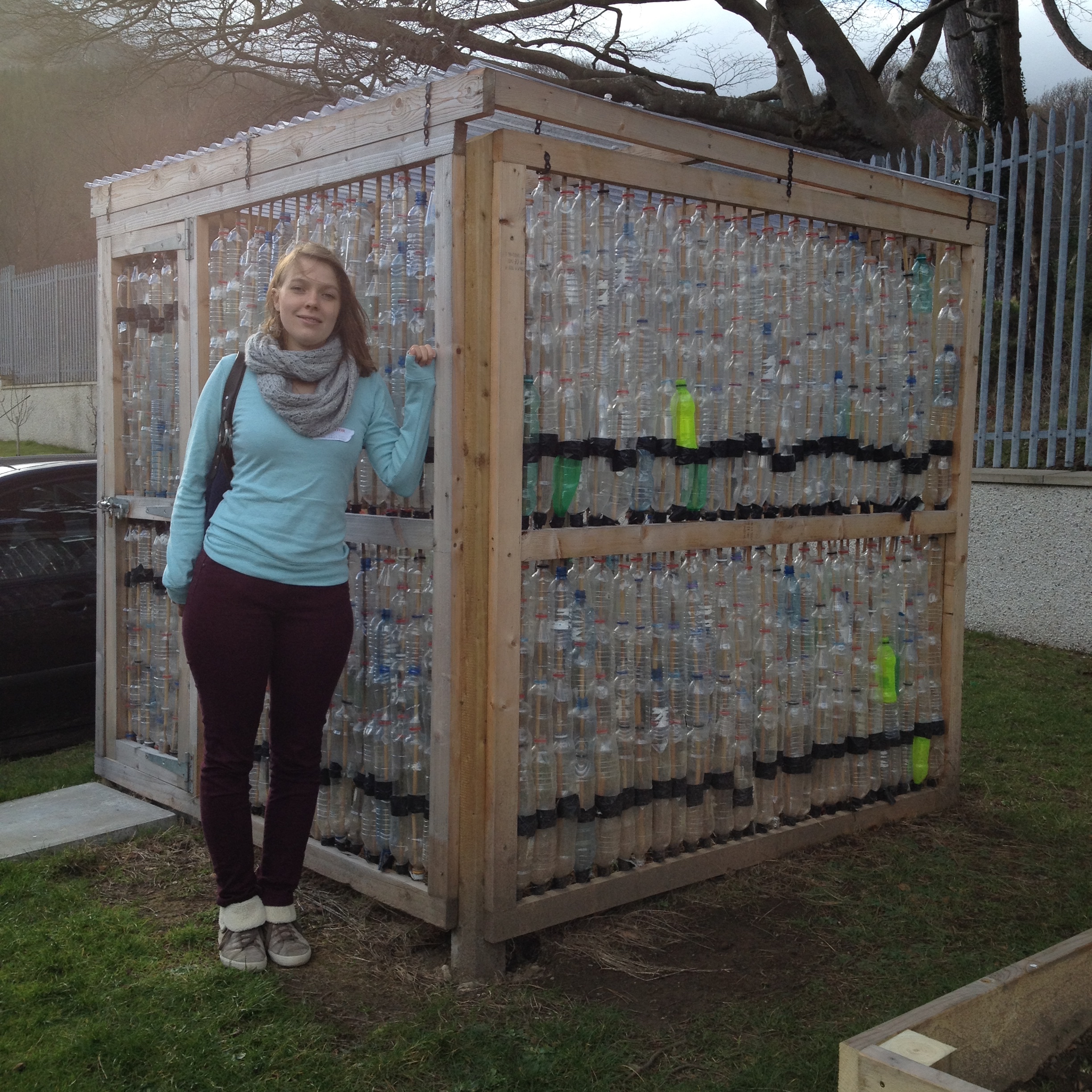 A good example - german student Nina showing us the way to use recycled plastic bottles